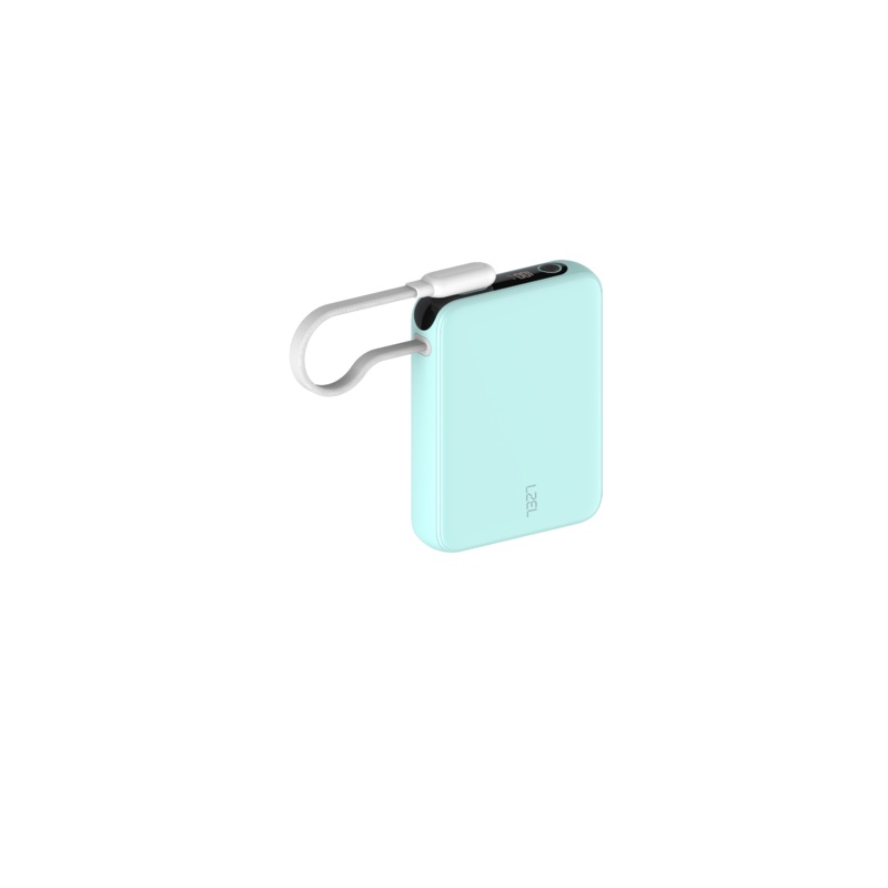 LZEL PrimeBrio 10K Mini PD Power Bank  10000mAh, 30W, Built-in Type-C Cable | Light Green