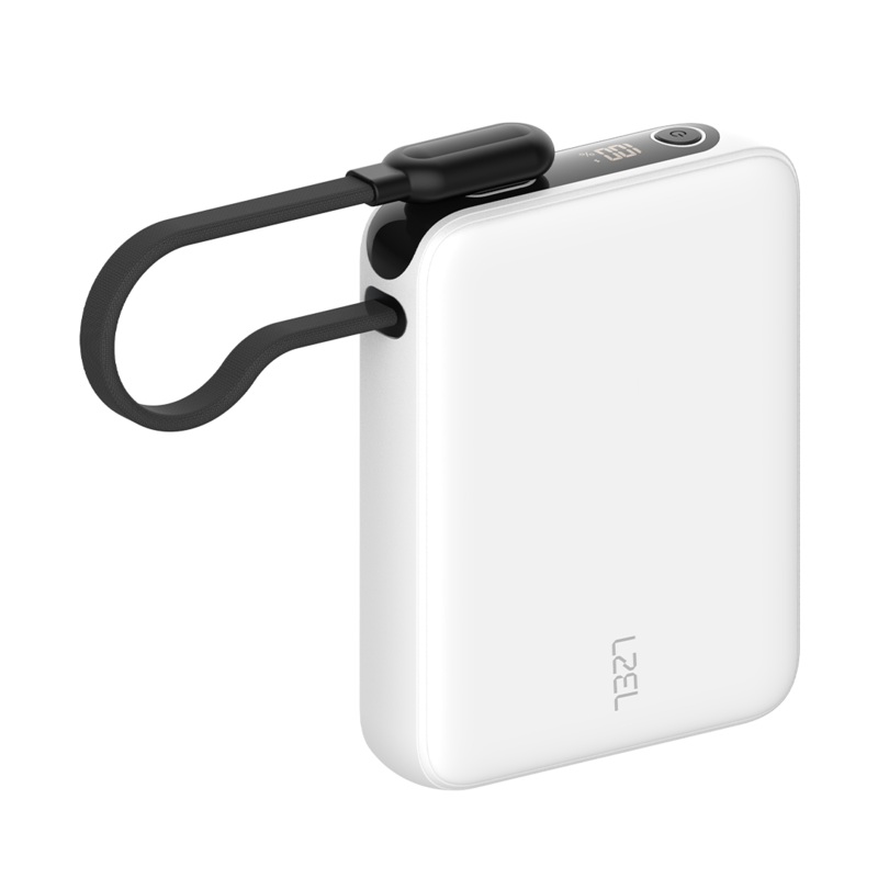 LZEL PrimeBrio 5K Mini PD Power Bank  5000mAh, 20W, Built-in Type-C Cable | White
